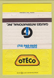 Matchbook Cover - Oteco Gauges International Houston TX 40 Strike