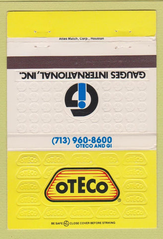 Matchbook Cover - Oteco Gauges International Houston TX 40 Strike