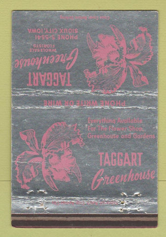 Matchbook Cover - Taggart Greenhouse Flowers Sioux City IA WEAR 40 Strike