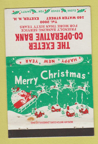 Matchbook Cover - Exeter COOP Bank NH low phone # Christmas 40 Strike