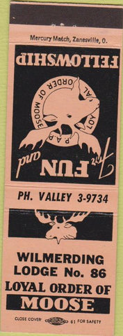Matchbook Cover - Matchbook Cover Moose Lodge Wilmerding East McKeesport PA