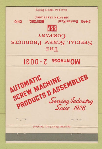 Matchbook Cover - Special Screw Products Bedford OH 40 Strike