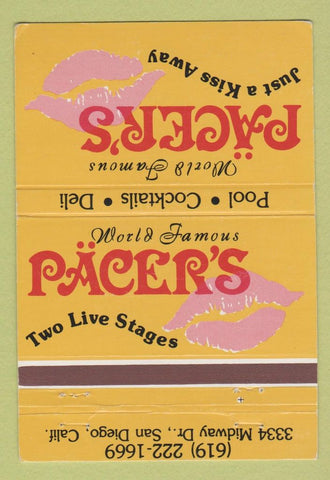 Matchbook Cover - Pacer's billiards San Diego CA strip club? 40 Strike