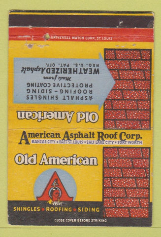 Matchbook Cover - American Asphalt Roofs Kansas City Fort Worth WEAR 40 Strike