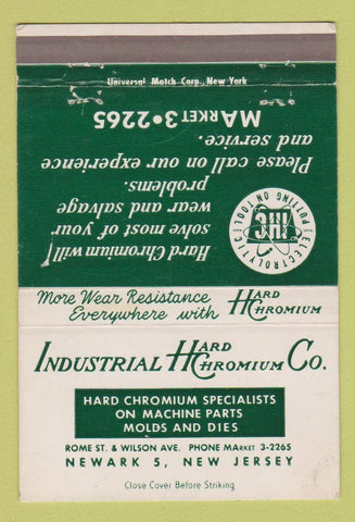 Matchbook Cover - Industrial Hard Chromium Newark NJ 40 Strike