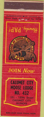 Matchbook Cover - Matchbook Cover Moose Lodge Calumet City IL