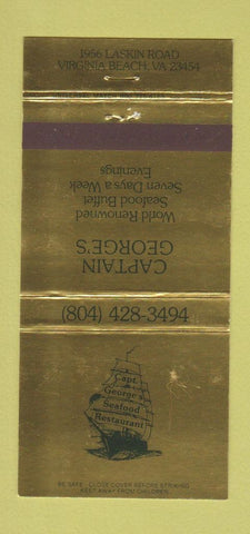 Matchbook Cover - Captain George's Restaurant Virginia Beach VA 30 Strike