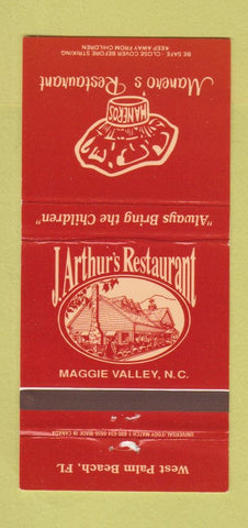 Matchbook Cover - Manero's Maggie Valley NC West Palm Beach FL 30 Strike