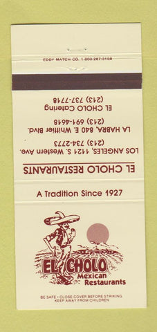 Matchbook Cover - El Cholo Mexican Los Angeles La Habra CA 30 Strike