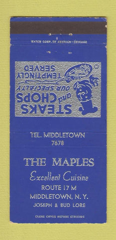 Matchbook Cover - The Maples Restaurant Middletown NY WEAR 30 Strike