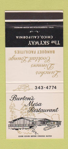 Matchbook Cover - Burton's Mesa Restaurant Chico CA 30 Strike