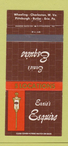 Matchbook Cover Ernie's Esquire Pittsburgh Butler Erie PA Wheeling WV 30 Strike