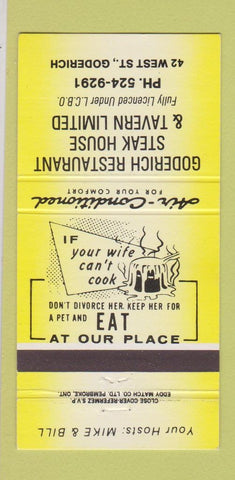 Matchbook Cover - Goderich Restaurant Steak ON 30 Strike