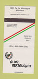 Matchbook Cover - Aldo Restaurant Italian Montreal QC 30 Strike