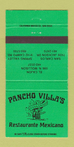 Matchbook Cover - Pacncho Villa's Mexican El Cajon San Carlos CA WEAR 30 Strike