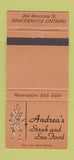Matchbook Cover - Andrea's Steak Seafood Bracebridge ON 30 Strike