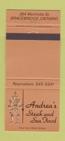 Matchbook Cover - Andrea's Steak Seafood Bracebridge ON 30 Strike