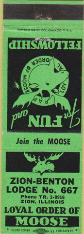 Matchbook Cover - Matchbook Cover Moose Lodge Zion IL