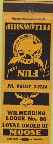 Matchbook Cover - Matchbook Cover Moose Lodge Wilmerding East McKeesport PA