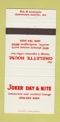 Matchbook Cover - Joker Day & Nite Restaurant Seattle WA 30 Strike