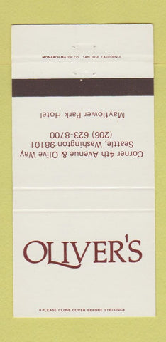 Matchbook Cover - Oliver's Seattle WA Mayflower Park Hotel 30 Strike