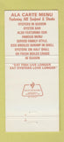 Matchbook Cover - Eddie Angelo's Seafood Houston TX 30 Strike