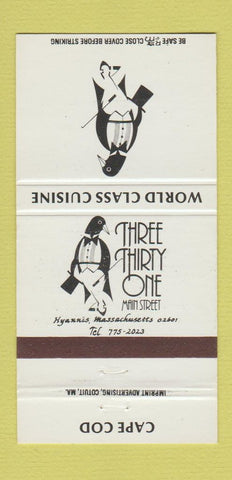 Matchbook Cover - Three Thirty One Main Street Hyannis MA 30 Strike