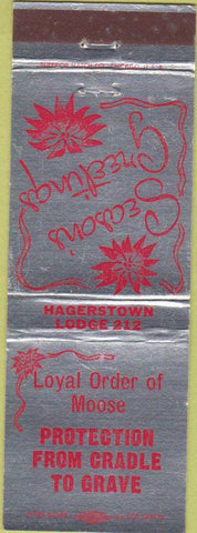 Matchbook Cover - Matchbook Cover Moose Lodge Hagerstown MD Christmas