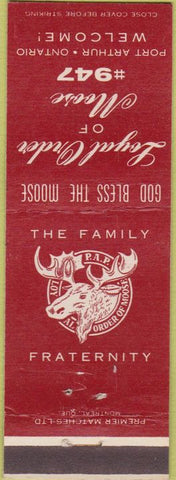 Matchbook Cover - Matchbook Cover Moose Lodge Port Arthur ON WEAR