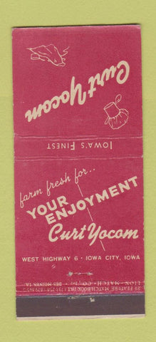 Matchbook Cover - Curt Yocom Restaurant Iowa City IA WEAR 21 Strike Feature