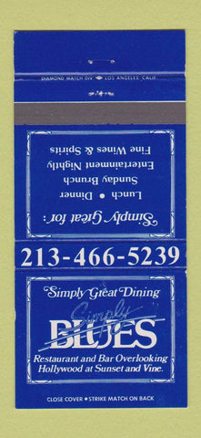 Matchbook Cover - Simply Blues Restaurant Hollywood CA 30 Strike