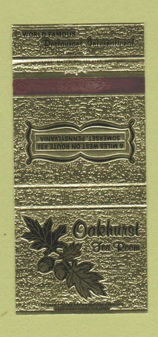 Matchbook Cover - Oakhurst Tea Room Somerset PA 30 Strike