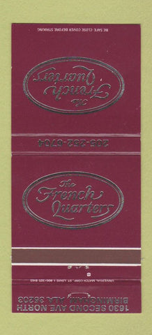 Matchbook Cover - The French Quarters Birmingham AL 30 Strike