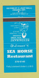 Matchbook Cover - Sea Horse Restaurant Oshawa ON 30 Strike