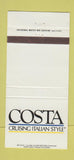 Matchbook Cover - Costa Italian Restaurant 30 Strike