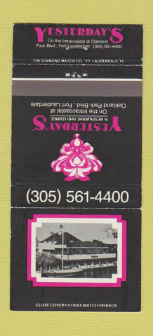 Matchbook Cover - Yesterday's Restaurant Fort Lauderdale FL 30 Strike
