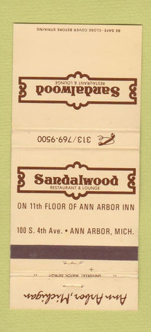 Matchbook Cover - Sandalwood Restaurant Ann Arbor MI 30 Strike
