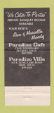 Matchbook Cover - Paradiso Villa Troy MI Detroit 30 Strike