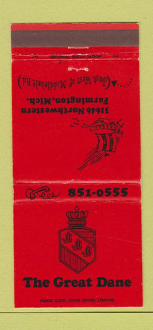 Matchbook Cover - The Great Dane Farmington MI 30 Strike