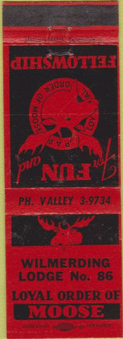 Matchbook Cover - Matchbook Cover Moose Lodge Wilmerding East McKeesport PA