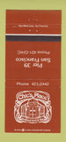 Matchbook Cover - Chic's Place San Francisco CA restaurant 30 Strike