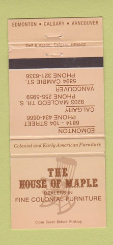 Matchbook Cover - House of Maple Furniture Vancouver BC Calgary AB 30 Strike