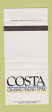 Matchbook Cover - Costa Italian Restaurant 30 Strike