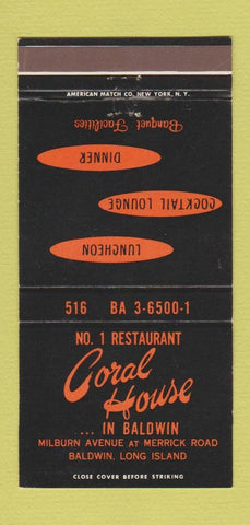 Matchbook Cover - Coral House Baldwin LI NY 30 Strike