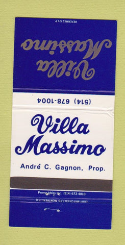 Matchbook Cover - Villa Massimo Brossard QC 30 Strike
