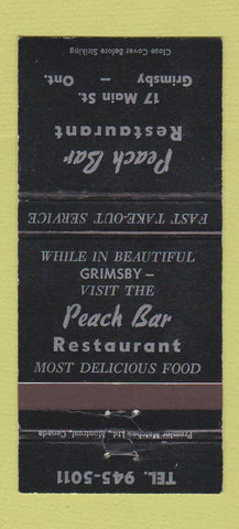 Matchbook Cover - Peach Bar Restaurant Grimsby ON 30 Strike