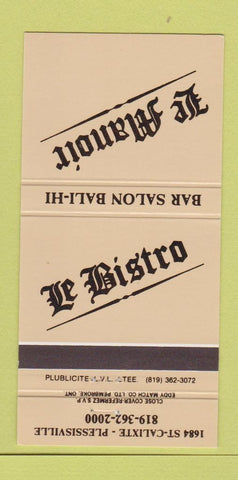 Matchbook Cover - Le Manoir Bistro Pleissisville QC 30 Strike