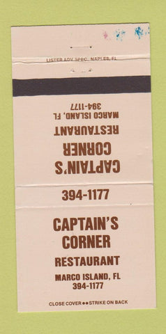 Matchbook Cover - Captain's Corner Restaurant Marco Island FL WEAR 30 Strike