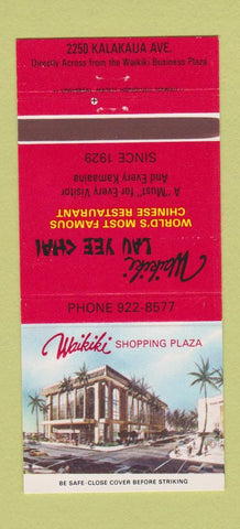 Matchbook Cover - Waikiki Lau Yee Chai Chinese Hawaii 30 Strike