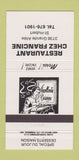 Matchbook Cover - Restaurant Chez Francine St Hubert QC 30 Strike
